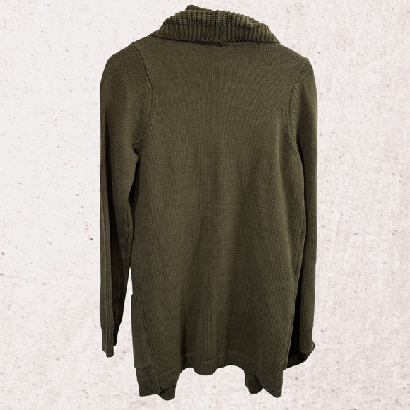 Forest Green Shawl Collar Cardigan Sweater - Picture 2 of 5